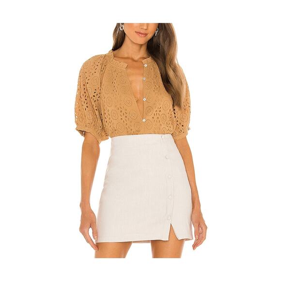 Cleobella 'Katie' Tan Cotton Blouse Size S - Picture 1 of 4